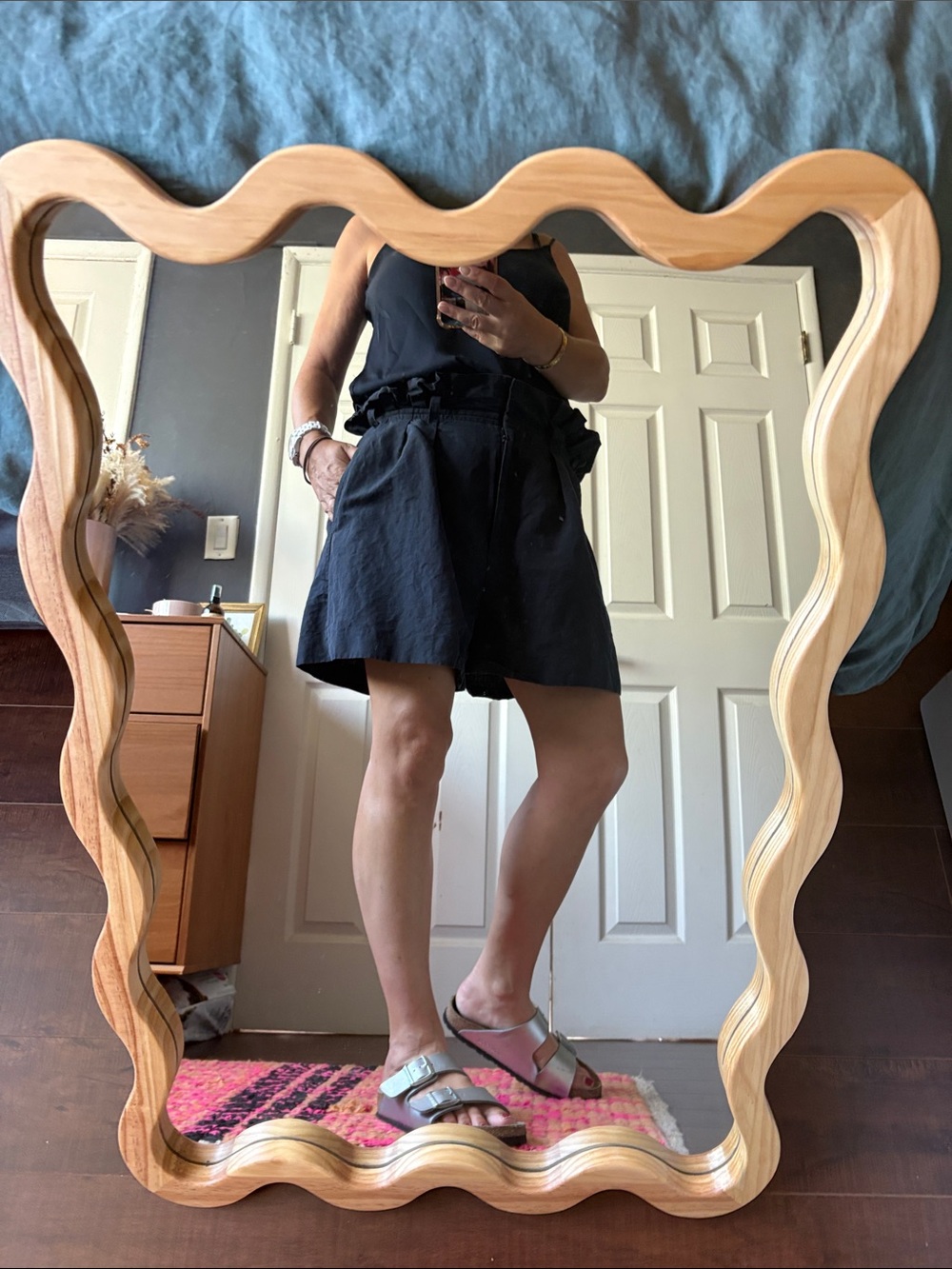 Ulla Johnson Navy High-Waist Paperbag Shorts